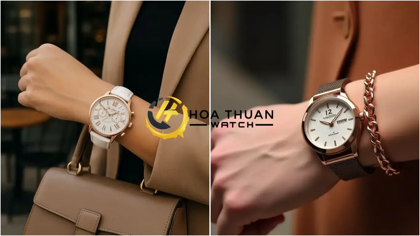 Phối đồng hồ với túi xách da